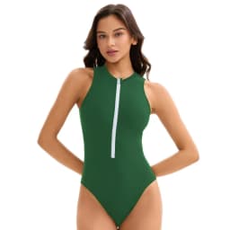Sexy Women Bikinis Sleeveless Wetsuit One-Piece Swimsuit Half-Zip Design Beach Water Sports Swimwear