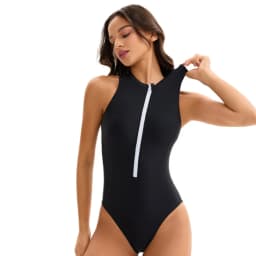 Sexy Women Bikinis Sleeveless Wetsuit One-Piece Swimsuit Half-Zip Design Beach Water Sports Swimwear