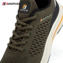 Baasploa New Men Knit Casual Walking Shoes Breathable Trendy Sneakers Original Light Shock Absorption Male Tennis Shoes