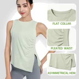 Slit Women's Sports Vest High Stretchy Yoga Pilates Cropped Vest Top for Fitness  Workout BreathableTank Top Female Sportswear