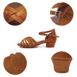 Girls Satin Latin Shoes Low Heel Ballroom Dance Shoes Adult Tango Salsa Shoes for Practice Toddler Latin Dance Shoes Performance