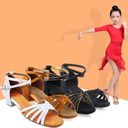Girls Satin Latin Shoes Low Heel Ballroom Dance Shoes Adult Tango Salsa Shoes for Practice Toddler Latin Dance Shoes Performance