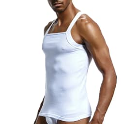 Men's Square Cut Tank Tops G-Unit Cotton Ribbed Casual Undershirts Muscle Tank Shirts Sleeveless Comfort Stretch Workout Vest