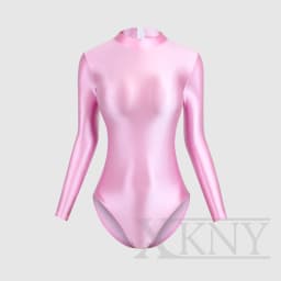 XClocKNYoung satin glossy swimsuit tight front back zipper two style high slit satin glossy long sleeve Swimsuit Bottom coat