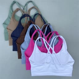 Solid Color Fitness Women Sport Bra Gym Yoga Bra Athletic Cross Tight Top Workout Underwear Chest Pad High Quality Shockproof