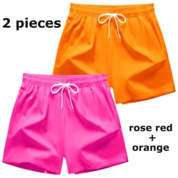 Mens Swim Trunks with Mesh Lining Side Pockets Solid Beach Shorts Quick Dry Lightweight Drawstring Board Shorts Summer Swimwear