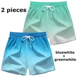 Mens Swim Trunks with Mesh Lining Side Pockets Solid Beach Shorts Quick Dry Lightweight Drawstring Board Shorts Summer Swimwear