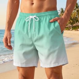 Mens Swim Trunks with Mesh Lining Side Pockets Solid Beach Shorts Quick Dry Lightweight Drawstring Board Shorts Summer Swimwear