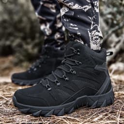HIKEUP Men's Ankle Boots for Leather Men's Winter Boots Brand Designer Hiking Tactical Shoes Work Safety Sneakers Army