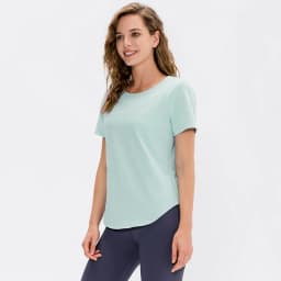 Women Yoga Top Solid Short Sleeve Sport T-Shirt Loose Fitness Yoga Top Gym Shirt Casual Running Top Training Shirt