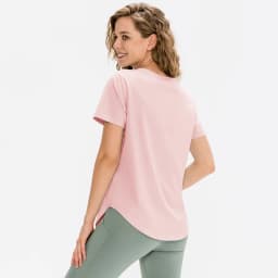 Women Yoga Top Solid Short Sleeve Sport T-Shirt Loose Fitness Yoga Top Gym Shirt Casual Running Top Training Shirt