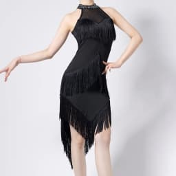 New Ladies Latin Dance Dress Women Black Stage Costumes Tassel Salsa Halter Rumba/Samba Salsa Perform Fitness Dancewear