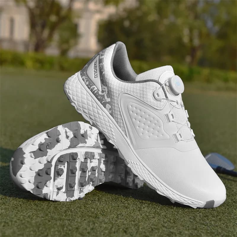White Golf Shoes Men Women Waterproof Golf Sneakers Non-slip Spikeless Golf Trainers Leather Outdoor Sports Leather Golf Shoes