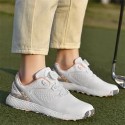 White Golf Shoes Men Women Waterproof Golf Sneakers Non-slip Spikeless Golf Trainers Leather Outdoor Sports Leather Golf Shoes