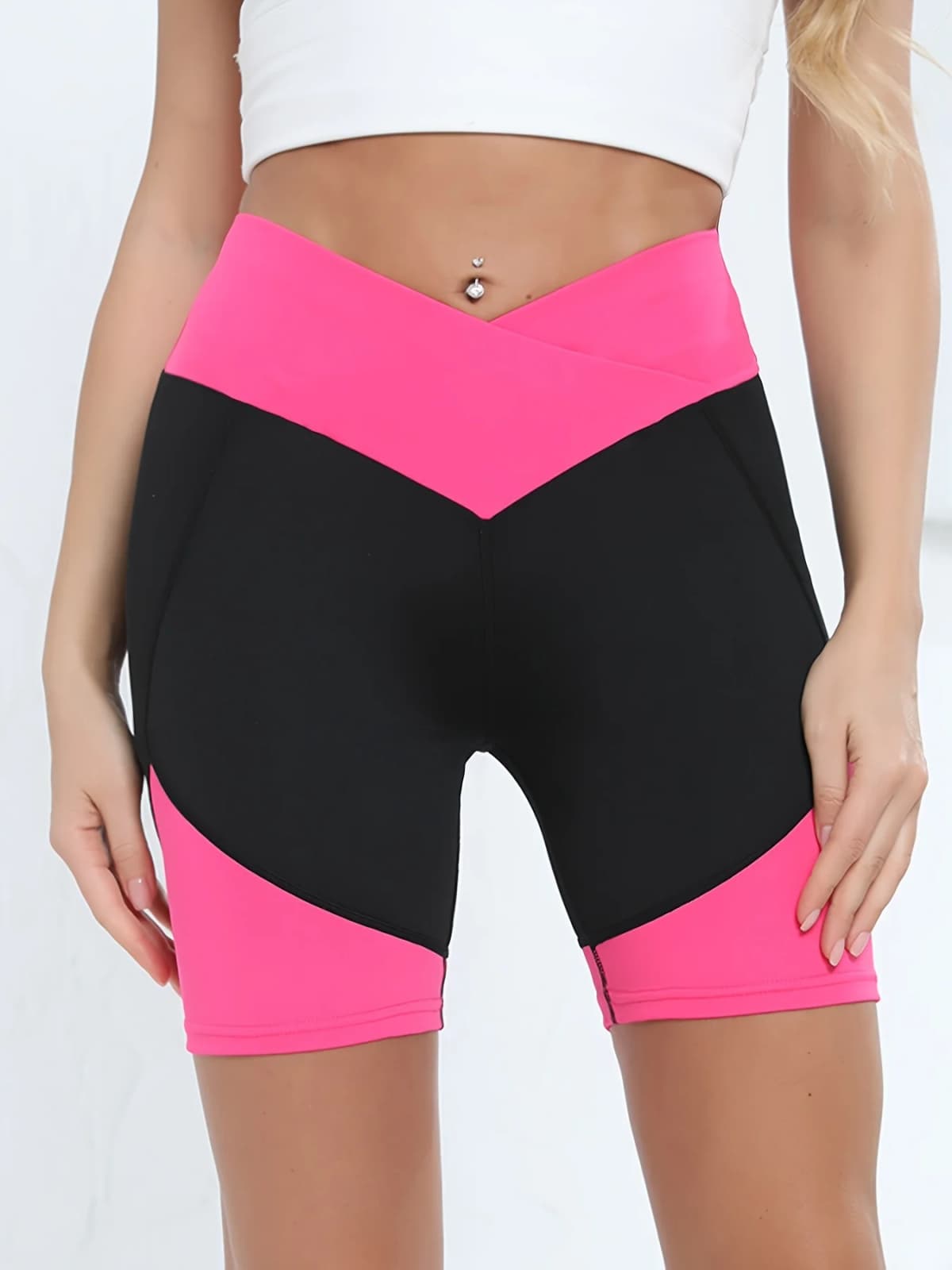 Crossover High Waist Yoga Shorts,Shorts for Women Tummy Control Workout Shorts for Women