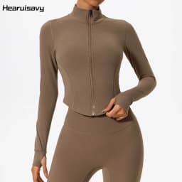 Hearuisavy Summer Ultra-Soft Fabrics Tight Sports Jackets Women Zipper Gym Yoga Clothes Female Quick-Dry Long Sleeve Sportswear