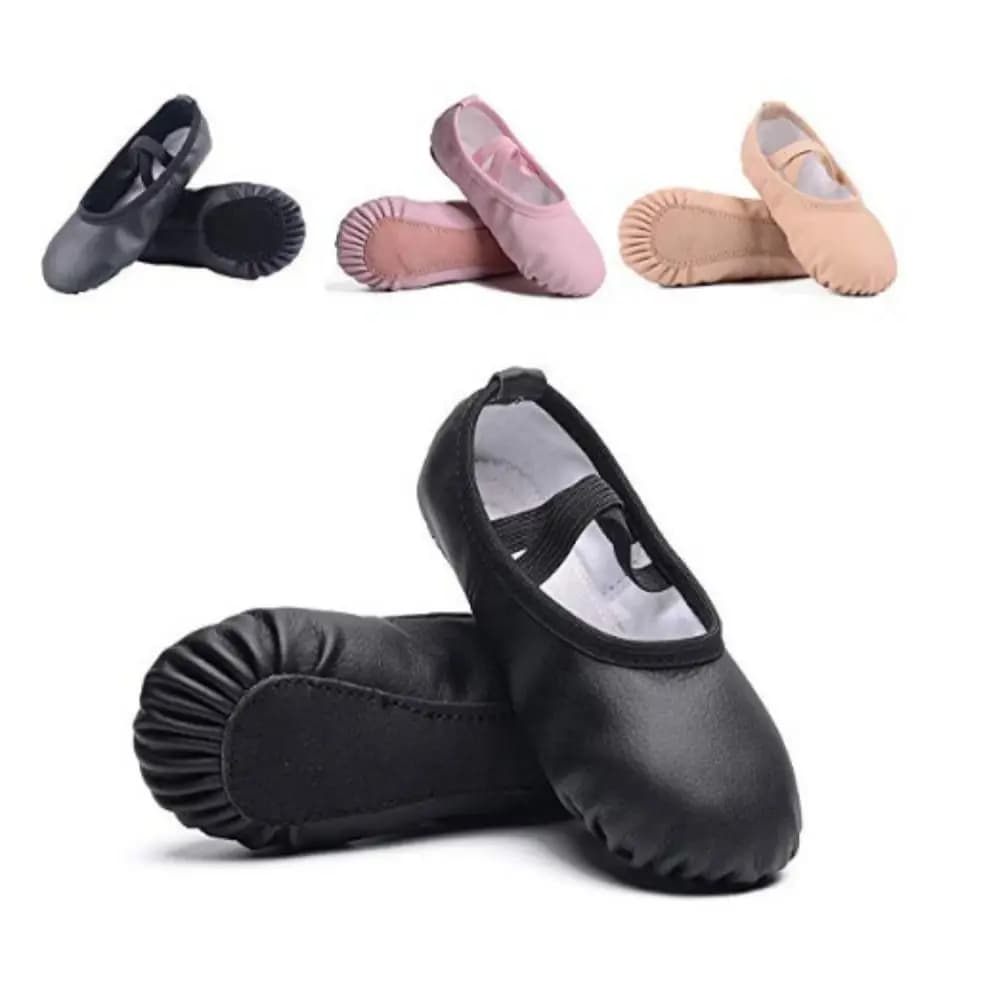 Durable Soft Ballet Shoes PU Leather Size 32-40 Dance Shoes Lace-free Wear Resistant Women's Ballet Slipper Kids