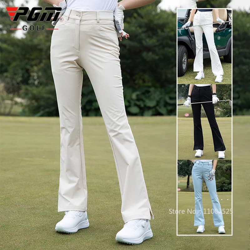 Pgm Golf Flared Pants for Women Spring High-waisted Slim Fit Long Pants Summer Elastic High-end Trousers Ladies Golfer Clothing