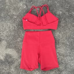 Solid Color Soft Women Gym Yoga Short Cycling Set Cross Back Gym Bra+High Waist Short Leggings High impact shockproof Sportwear