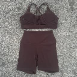 Solid Color Soft Women Gym Yoga Short Cycling Set Cross Back Gym Bra+High Waist Short Leggings High impact shockproof Sportwear