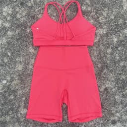 Solid Color Soft Women Gym Yoga Short Cycling Set Cross Back Gym Bra+High Waist Short Leggings High impact shockproof Sportwear