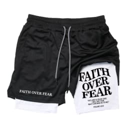 Print 2 in 1 Running Workout Shorts for Men Christian Gym Athletic Performance Shorts with Phone Pocket Towel Loop Activewear