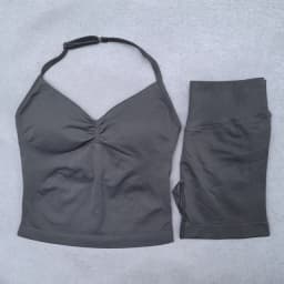 2 Pieces Yoga Set Women Backless Halter Tops High Waist Seamless Shorts Gym Suit Fitness Clothes Sportswear Workout Sets