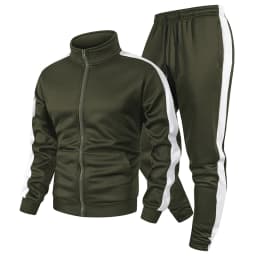 Mens Colorblock Patchwork Tracksuits 2 Piece Set Sweatsuits Sportswear Zip Up Coat with Kanga Pocket Sweatpants Joggers Pants