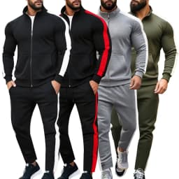 Mens Colorblock Patchwork Tracksuits 2 Piece Set Sweatsuits Sportswear Zip Up Coat with Kanga Pocket Sweatpants Joggers Pants