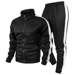 Mens Colorblock Patchwork Tracksuits 2 Piece Set Sweatsuits Sportswear Zip Up Coat with Kanga Pocket Sweatpants Joggers Pants
