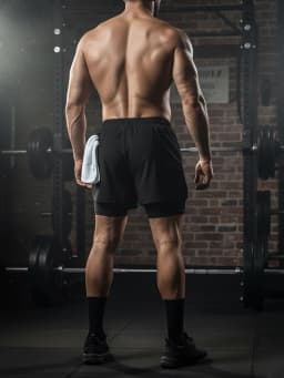 Men's 2 in 1 Running Workout Short with Phone Pocket Towel Loop Gym Athletic Quick Dry Stretchy Performance Shorts Activewear