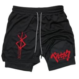 Anime Berserk Performance Shorts Men 2-in- Running Compression Shorts Training Yoga Gym Sportswear Workout Shorts with Pockets