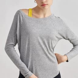 Modal ribbed yoga long sleeved sports top for women, loose fit slimming yoga clothes T-shirt for autumn