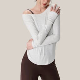 Modal ribbed yoga long sleeved sports top for women, loose fit slimming yoga clothes T-shirt for autumn