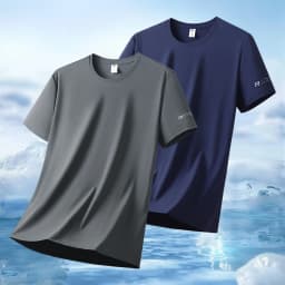 Summer Ice Silk High Elastic Men's Sports and Leisure T-shirt Comfortable Breathable Sweat-absorbing Quick Drying Top