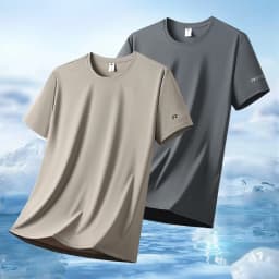 Summer Ice Silk High Elastic Men's Sports and Leisure T-shirt Comfortable Breathable Sweat-absorbing Quick Drying Top
