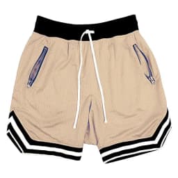 Men's Zippered Pocket Drawstring Shorts, Sportswear, Breathable, Quick Drying, Comfortable, Loose Fitting Color Matching Shorts,