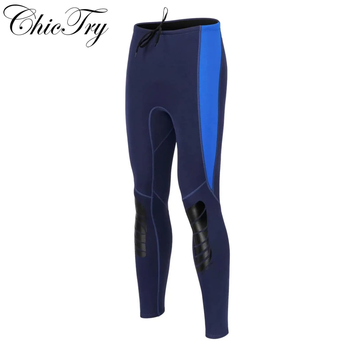Mens Swim Pants 3mm Neoprene Wetsuit Pants Drawstring Color Block Rash Guard Leggings Beach Swimming Snorkeling Surfing Diving