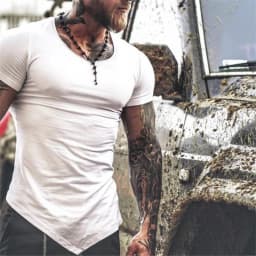 Solid Color Mens Running Sport Tee Tops Cotton Breathable Short Sleeve Slim Fit T-Shirt Gym Bodybuilding Fitness Training Shirt