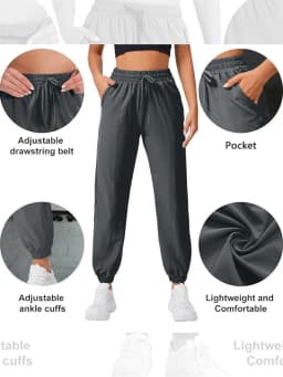 Loose running and fitness pants, women's side pockets, outdoor casual sports pants, ankle tied yoga pants