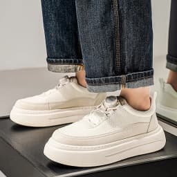 Spring and Autumn Men's Thick soled Board Shoes High quality Leather Casual Sports Shoes Comfortable Student Fashion White Shoes