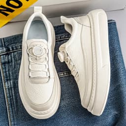 Spring and Autumn Men's Thick soled Board Shoes High quality Leather Casual Sports Shoes Comfortable Student Fashion White Shoes