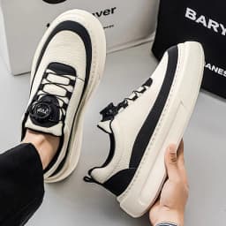 Spring and Autumn Men's Thick soled Board Shoes High quality Leather Casual Sports Shoes Comfortable Student Fashion White Shoes