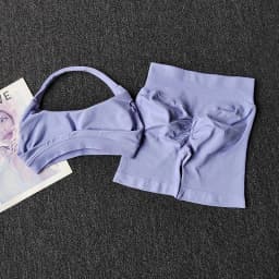 2PCs Peach High Waist Belly Hip Lifting Sports Bras Shorts Suit Gathering Shock-proof Neck Halter Yoga Suit Running Fitness Set