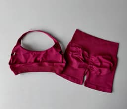 2PCs Peach High Waist Belly Hip Lifting Sports Bras Shorts Suit Gathering Shock-proof Neck Halter Yoga Suit Running Fitness Set