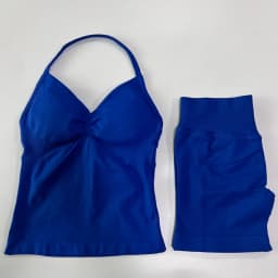 No Logo 2Pcs Gym Set Women Backless Tank Tops High Waist Scrunch Seamless Shorts Gym Suit Fitness Clothes Activewear Workout Set