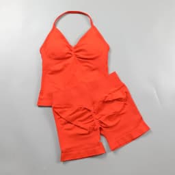 2 Piece Gym Set Woman Backless Halter Tank Top Seamless Booty Shorts Sports Suit Yoga Clothing Active Wear Women Workout Sets