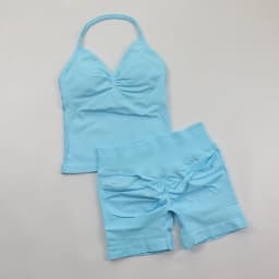 2 Piece Gym Set Woman Backless Halter Tank Top Seamless Booty Shorts Sports Suit Yoga Clothing Active Wear Women Workout Sets