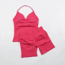 2 Piece Gym Set Woman Backless Halter Tank Top Seamless Booty Shorts Sports Suit Yoga Clothing Active Wear Women Workout Sets