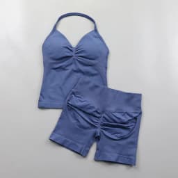 2 Piece Gym Set Woman Backless Halter Tank Top Seamless Booty Shorts Sports Suit Yoga Clothing Active Wear Women Workout Sets